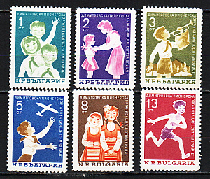 Болгария _, 1965, Пионерская организация, Самолет Спорт, Музыка, 6 марок